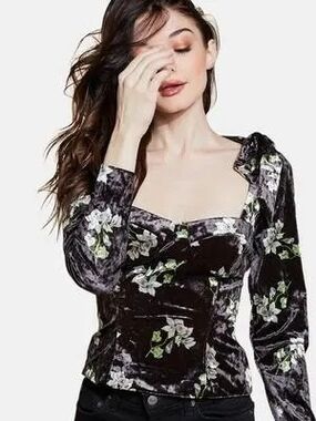 Hutch Bow Shoulder Velvet Blouse
